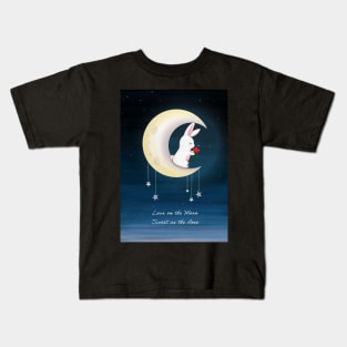 Rabbit with Rose on the Moon Kids T-Shirt